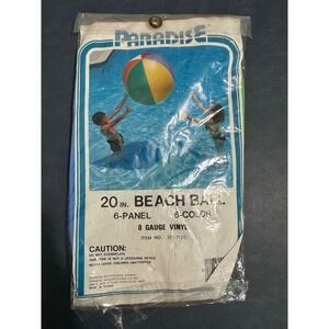 Vintage Paradise 20 Inch Beach Ball 6-Panel 6-Color NOS in Package